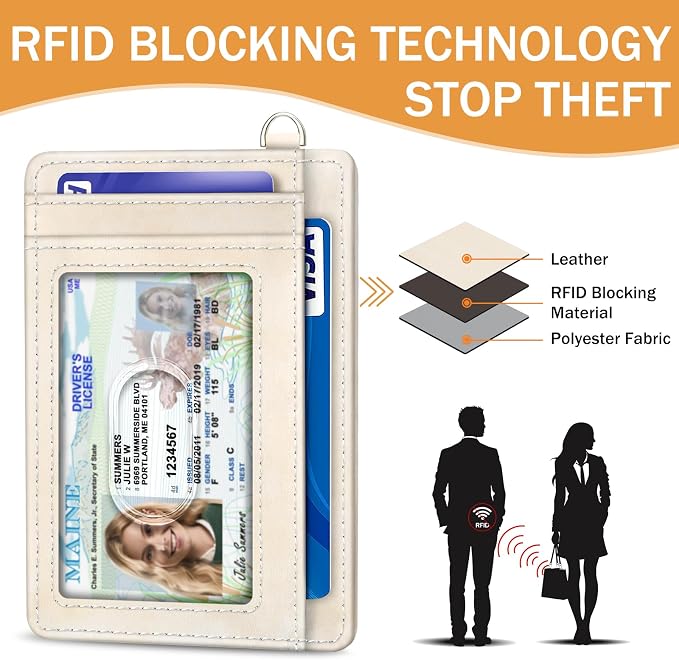 Yonlevres Sunrise Credit Card Holder Slim RFID Wallet Women Small Travel | Front Pocket, Handy, RFID Blocking, Woman Girls Ladies Gifts, D-ring for Keychain,Thin Mini Card Case, ID Window, PU Leather - Image 5