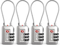 TSA Accepted Luggage Travel Lock, Set-Your-Own Combination Lock for School Gym Locker, Luggage Suitcase Baggage Locks, Filing Cabinets, Toolbox, Case (Silver, 4 Pack) by BV
