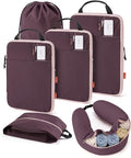 BAGSMART Compression Packing Cubes with Fillable Neck Pillow for Clothes | 1 Wearable Neck Pillow & 5 Travel Bags to Avoid Baggage Fees, Durable, Tear Resistant Washable Taslan Fabric with Card Slots by BAGSMART