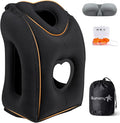 Sunany Travel Pillow, Upgraded Plane Pillow for Long Flights, Inflatable Neck Pillow Used for Airplanes,Cars,Buses,Trains,Office Napping with Eye Mask,Earplugs (Black) by Sunany
