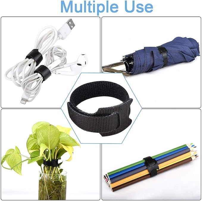 Nettbe Reusable Cable Ties, 126 PCS 8 Inches Adjustable Cord Straps Wire Organizer Cord Wrap and Hook Loop Cable Management - Image 7