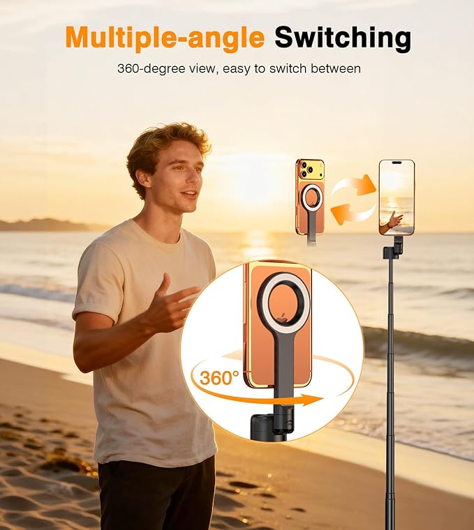 for Mag Safe Tripod for iPhone, JustTap 65” Selfie Stick for iPhone | 360 Magnetic Mount,4 Positions for Front & Rear Shooting,Phone Tripod Stand for Video Recording Travel Vlog Live Streaming - Image 3