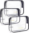 BAGSMART Clear Toiletry Bag 3-Pack TSA Approved Water-Repellent, Black | Carry on Travel Accessories Bag, Airport Airline Quart Size Bags for Women Men, Makeup Cosmetic Bag by BAGSMART