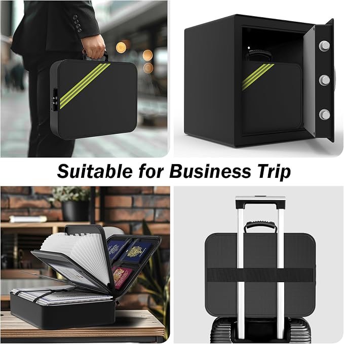 Large Fireproof Document Box with Lock,Upgraded Waterproof Fireproof Document Bag,Important Document Organizer Binder Hard Case Safe,5200℉ Fire Proof File Box,Portable for Business Travel Home - Image 7