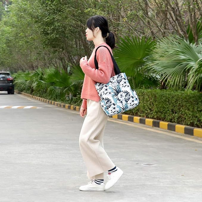 KAMO Floral Tote Bag - Waterproof Lightweight Handbags Travel Shoulder Bag for Hiking Yoga Gym Swimming Travel Beach - Image 2