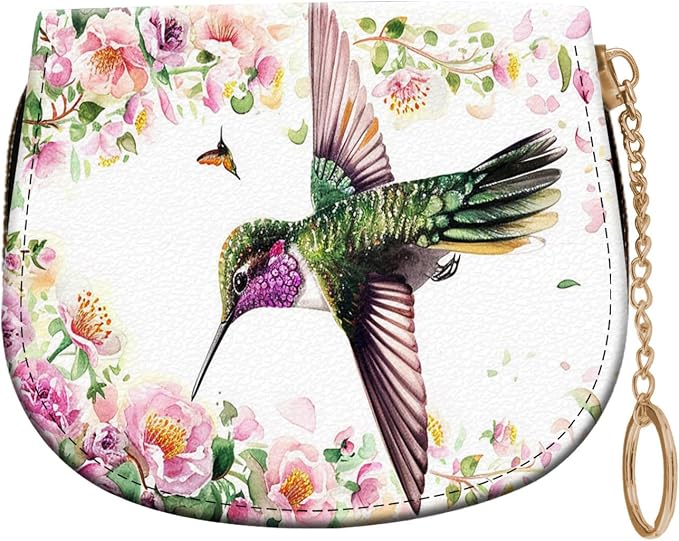 Women's Slim RFID Wallet – Compact Leather Card Holder Wallet for Women, 9 Card Slots RFID Blocking Credit Card Organizer, Small Travel Wallet - Hummingbird and Flowers by Unknown