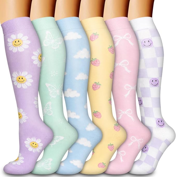 Compression Socks for Women & Men Circulation(6 pairs)-Graduated Supports Socks for Running, Athletic Sports by LaiteHebe