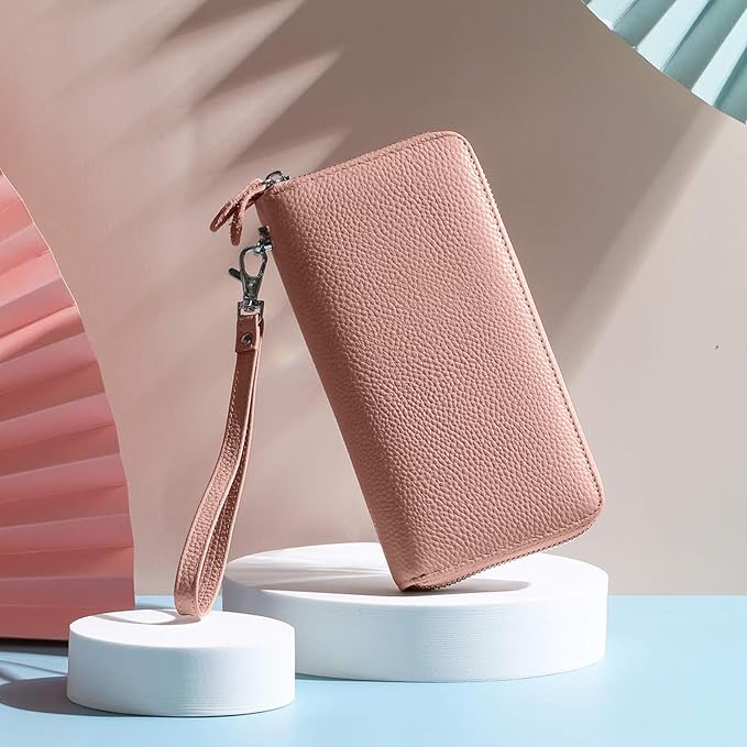 Moflycom Womens Wallet RFID Blocking Genuine Leather Zip Around Wallet Clutch Wristlet Travel Long Purse for Women - Image 6