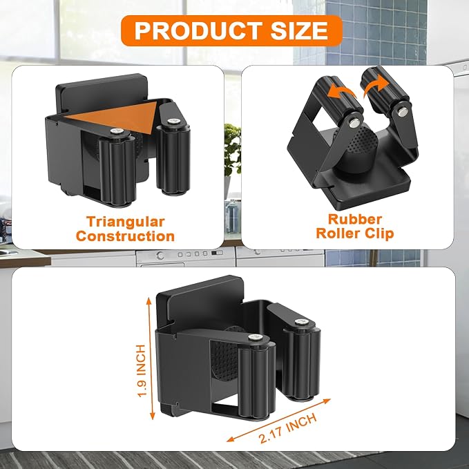 Strong Magnetic Mop Broom Holder, 4 Pack | Heavy Duty Magnetic Mop Hanger, For Refrigerators,Laundry Room Garage Kitchen Workshops - Image 3