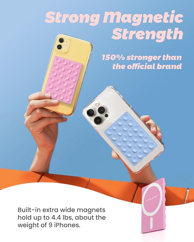 amBand Airplane Travel Essentials Phone Holder, Anti-Slip Magnetic Suction Cup Phone Mount for iPhone Fits Magsafe Attachment, Influencer/Sharer/Content Creator Must Haves for Selfie/Video, Peony Pink - Image 3