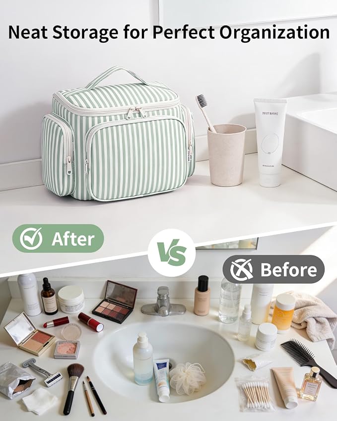 Narwey Hanging Travel Toiletry Bag for Women, Large Makeup Cosmetic Bag | Wide Open, Organized Pocket, Dry Wet Separation, Portable Bathroom Travel Bag for Full Size Toiletries, Vivid Pattern, Gifts - Image 8