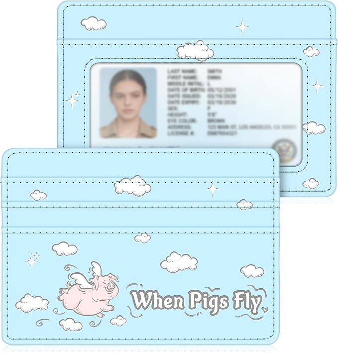 FINTIE Slim Minimalist Front Pocket Wallet RFID Blocking Credit Card Holder | Card Cases with ID Window for Men Women, soaring pig by Fintie