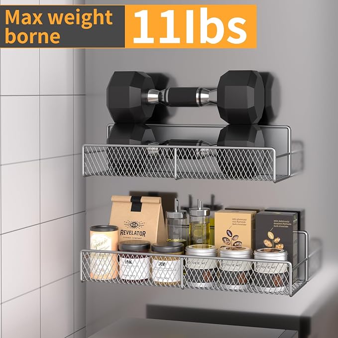 DTUQYX Magnetic Spice Rack for Refrigerator, 4 Pack 100% Metal Strong Magnet Fridge Shelves, Space Saving Spice Organizer, No Drilling Home Kitchen Laundry Room Storage Organization Moveable, Grey - Image 4