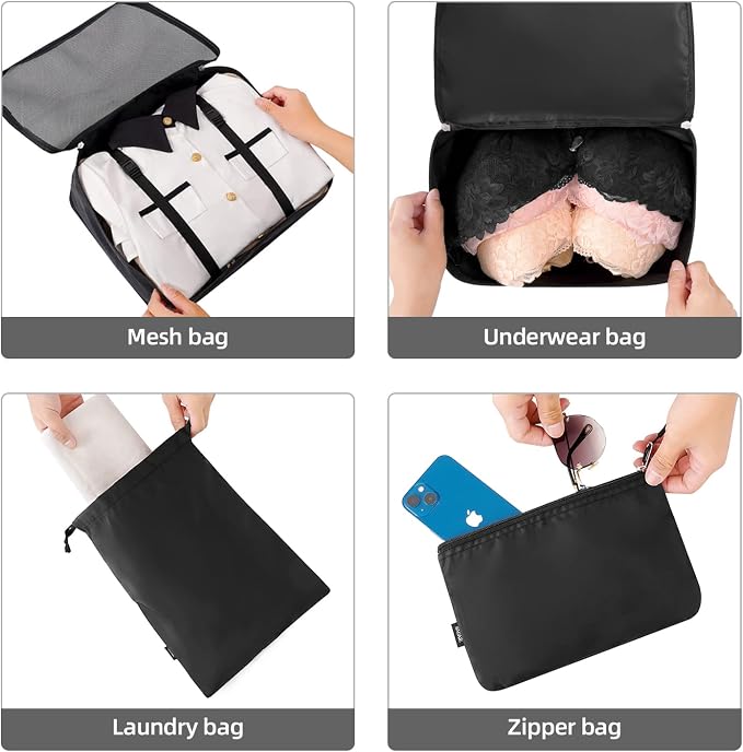 BAGAIL 6 Set/8 Set/10 Set Packing Cubes Various Sizes Packing Organizer for Travel Accessories Luggage Carry On Suitcase - Image 6