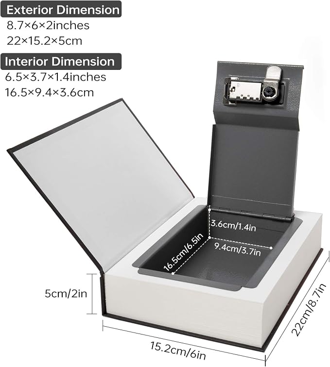 Real Paper Transfer Book Safe, Hollow with Secret Hidden Compartment, Key Lock, 8.7"×6"×2" (Blue Dictionary-Key) - Image 2