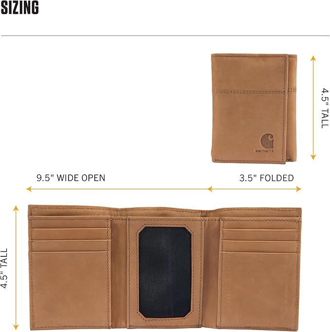 Carhartt Men’s Full Grain Saddle Leather Wallets, RFID Blocking Bifold, Trifold, and Front Pocket Options, Gifts for Men - Image 5