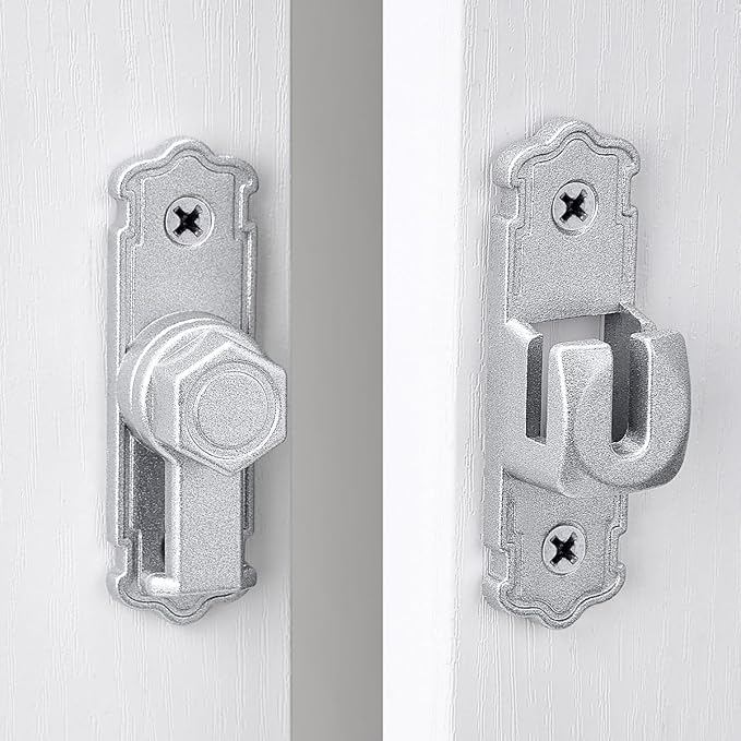 2 Packs Silvery Aluminum Alloy 90/180 Degree Gate Lock,Barn Door Latches | Flip Gate Latches,Right Angle Door Lock Latch,Sliding Door Latches,for bedroom,garage,window,pet enclosures,drawer,cabinet - Image 6