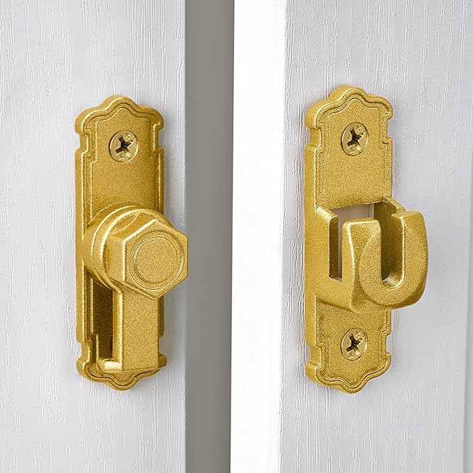 2 Packs Gold Aluminum Alloy 90/180 Degree Gate Lock,Barn Door Latches | Flip Gate Latches,Right Angle Door Lock Latch,Sliding Door Latches,for bedroom,garage,window,pet enclosures,drawer,cabinet - Image 6