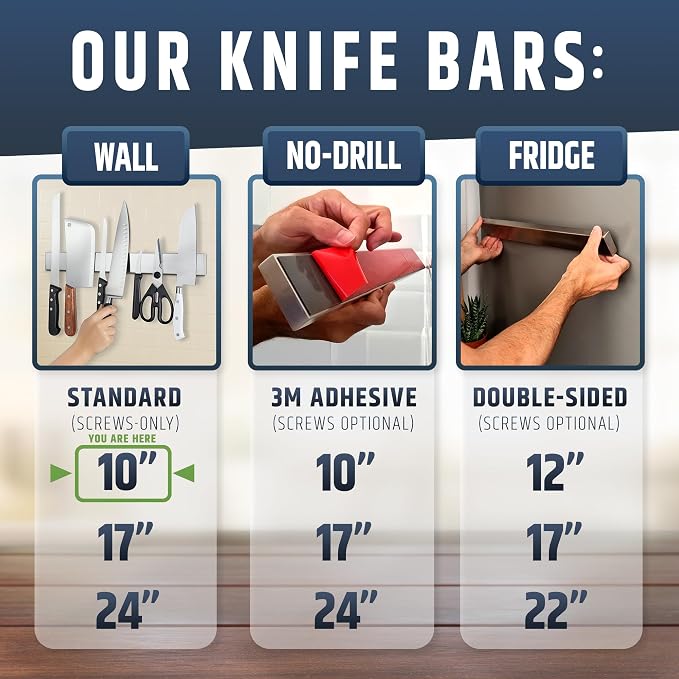 Premium 10 Inch Stainless Steel Magnetic Knife Holder For Wall - Professional Magnetic Knife Strip - Space-Saving Knife Rack/Knife Bar With Powerful Magnetic Pull Force (Upgraded Version) - Image 2