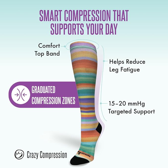 Crazy Compression Socks, Comfortable Support Socks for Recovery, Travel, Hiking, and Long-Hour Comfort w/Fun Designs - Image 3