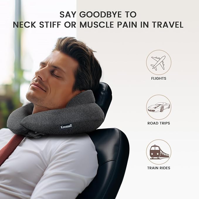 Keemall Portable Inflatable Travel Neck Pillow Flight & Airplane Essentials | 3rd Generation Air-Filled Headrest, Double Comfort, Includes Separate Storage Bag for Business Traveling & Long Flight - Image 5