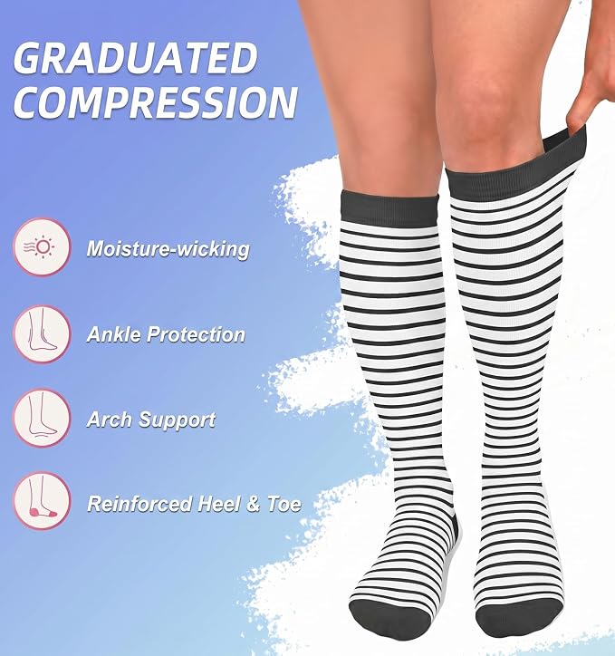Compression Socks for Women & Men Circulation (4 Pairs) 15-20 mmHg is Best Support for Nurses Running Hiking Travel - Image 5