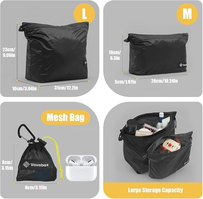 Vavabox Lightweight Travel Toiletry Bag for Women, Travel Pouch Men | Water-resistant, Nylon Zipper, Travel Essentials, Camping Gym - Image 4
