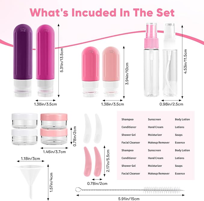 Landisun Travel Bottles for Toiletries 18Pack Travel Size Containers Toiletry Travel-Containers TSA Approved Leak Proof (Crimson) - Image 2