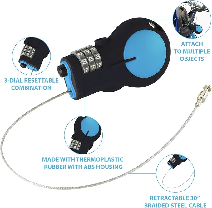 Lewis N. Clark Cable Luggage Lock | TSA Approved | Travel Or Bike Lock | Set Your Own Combination | 30-inch Retractable Steel Cable - Image 2