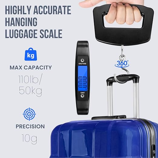 Flexzion Digital Luggage Scale, Baggage Weight Scale, 110 Lb (50 Kg) with 10g Deviation, Portable Handheld Suitcase Weight Scale with Hook for Travel, Fish Weighing, Black - Image 4