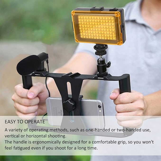 Smartphone Video Rig, Phone Video Stabilizer Camera Case Mount Holder for Filmmaking and Vlogging, with Cold Shoe Mount for Smartphone, for Streaming Equipment(Blue) - Image 5