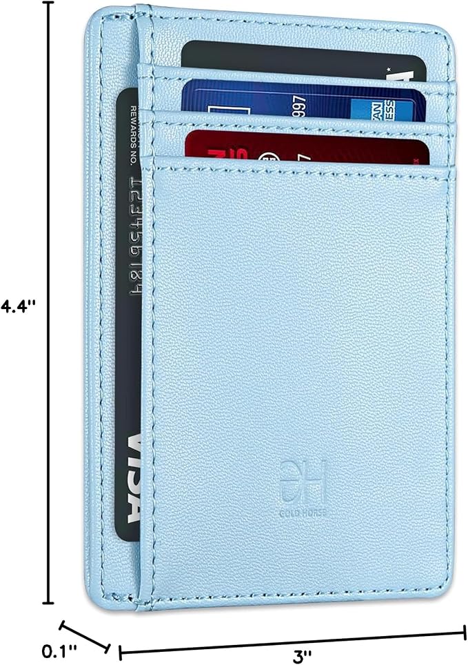 GH GOLD HORSE Slim RFID Blocking Card Holder Minimalist Leather Front Pocket Wallet for Women | Slim - Image 7
