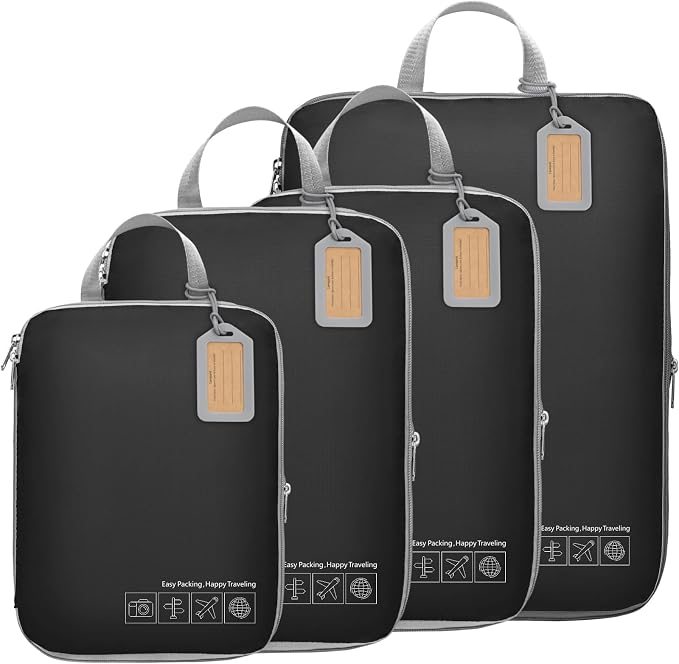 Cambond Compression Packing Cubes for Travel - Luggage Suitcase Organizer | Compression Zip Design for Space-saving, Expandable, Lightweight, Keep Clothes Sorted, Luggage Space Tidy, Carry on Pack Fast by Cambond