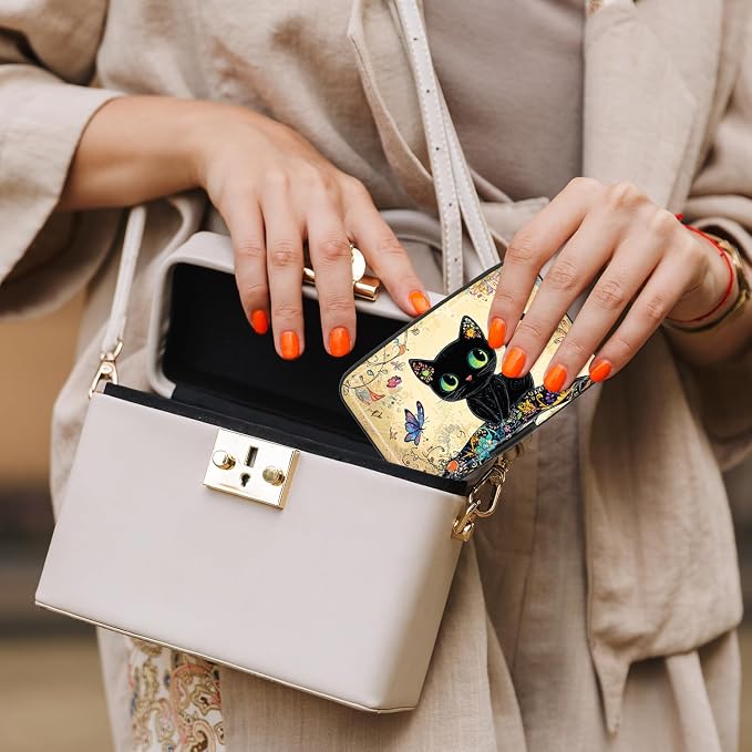 Credit Card Holder, Mini Aluminum Card Wallet RFID Blocking Slim Metal Hard Card Case for Women Men, Cat on Branch - Image 7