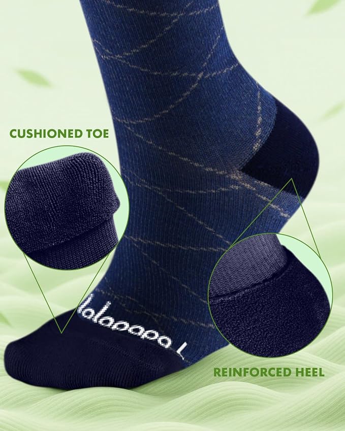 Bamboo Viscose Compression Socks for Women Men | 2 Pairs 15-20mmHg Cute Breathable Graduated Knee High Compression Socks for Nurse Pregnancy Travel - Image 4
