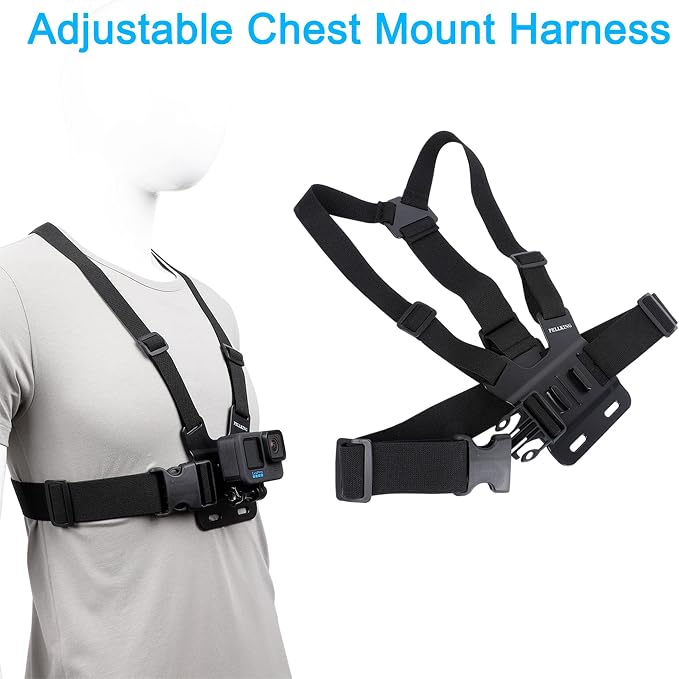 PellKing Accessories Set for GoPro Hero 13/12/11/10/9/8/7/6/5/Mission 1 Pro | New Quick Release Head Strap Mount + Chest Mount Harness + Backpack Clip Holder + 360°Rotating Wrist Strap for DJI Action 6 5 - Image 4