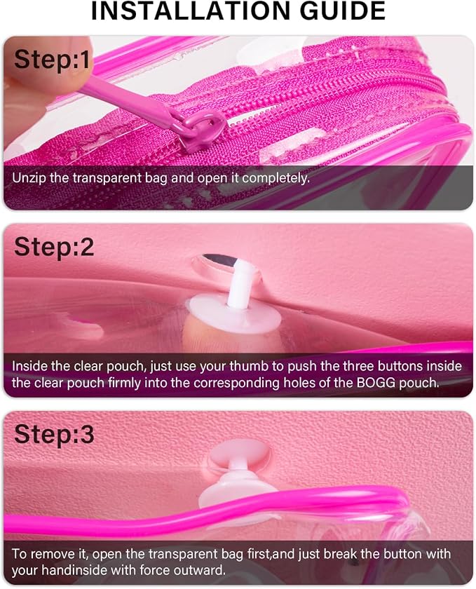 4 Pack Clear Toiletry Bags, Portable Travel Makeup Pouch with Zipper, TSA Approved Organizer, Clear Pouch Bags Compatible With Bogg Bag Divider Accessories(Hot Pink) - Image 6