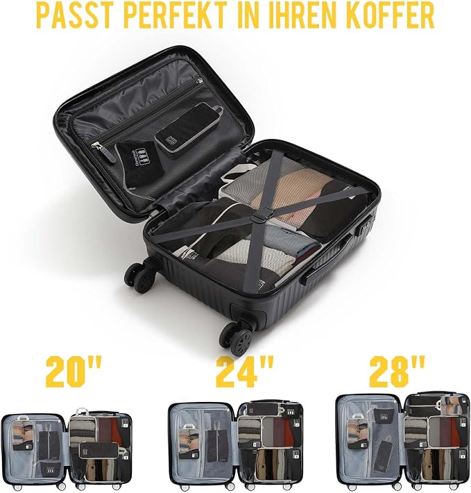 Compression Packing Cubes 8 Set, Dual Zipper Compression Packing Cubes for Travel, See-Through Mesh Packing Bags for Suitcases, Packing Cube with Shoe Bag (Black) - Image 5
