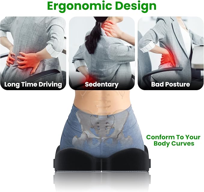 A-Pce Foldable Travel Seat Cushion-with Built-in Handles，Black | Ergonomic design, Memory Foam Cushions for Home & Office Use, Perfect for Travel or Driving - Image 8