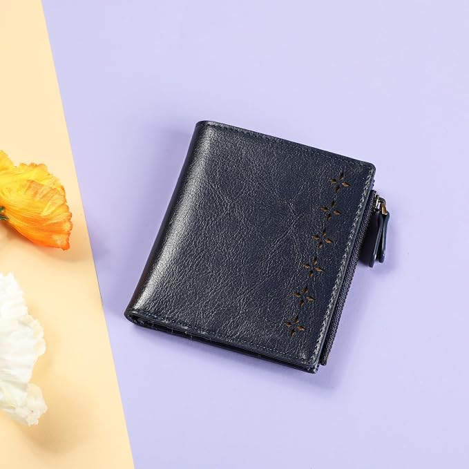 Ultra Thin Small Compact Leather Womens Girls Wallets RFID Blocking Credit Card Holder for Women - Image 7