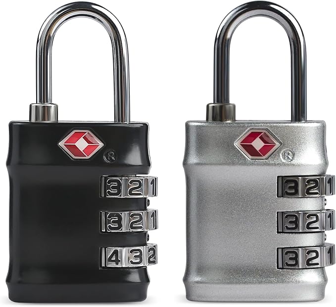 Luggage Locks TSA Approved, Small Padlock Combination for Travel Essentials, TSA Locks for Luggage, Gym Locker, Suitcase, Zipper, Gun Case, Candados para Locker, Outdoor Fence, Shed by SpecializeinCombinationLock