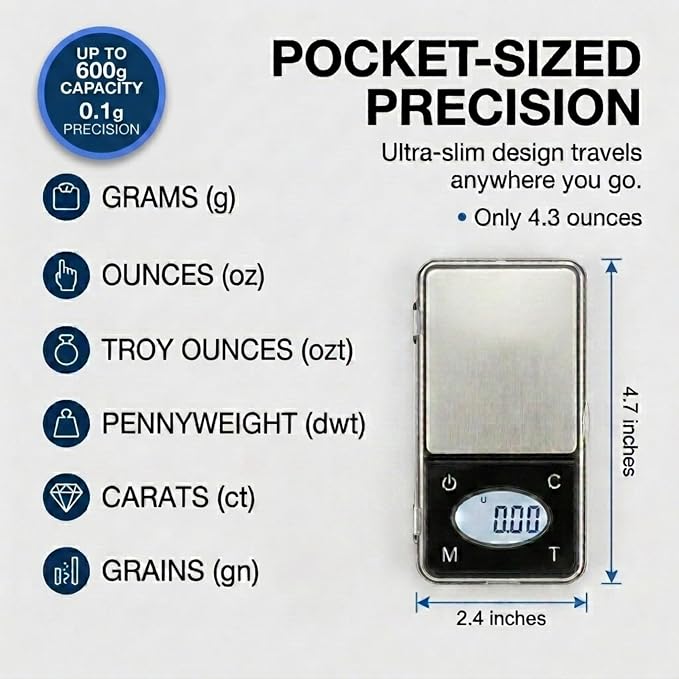 Smart Weigh ZIP600 Ultra Slim Digital Pocket Scale 600g by 0.1g with Counting Feature,Gram Scale and Ounce Scale, High Precision Accuracy - Image 3