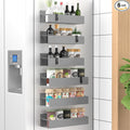 HuggieGems Metal Magnetic Spice Rack for Refrigerator Gray, 6 Pack | Magnetic Shelves Heavy Duty for Fridge in Kitchen, Seasoning Storage Organizer, For Oven Washer and Dryer, For Heavier Items by HuggieGems