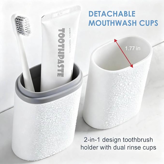 2 in 1 Portable Toothbrush & Toothpaste Travel Case | Dustproof Travel Toothbrush Holder, Built-in 2 Mouthwash Cups, Compact, For Traveling Camping Business Trip Dorm Bathroom - Image 3