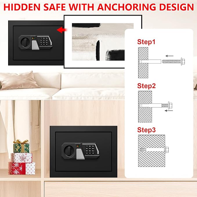 1.3 Cub Small Safes for Home Use Fire and Water Proof, Digital Security Fireproof Safe Box with Combination Lock, Smart Alarm System and Removable Shelf, Fire Safe for Home Documents Valuables - Image 6