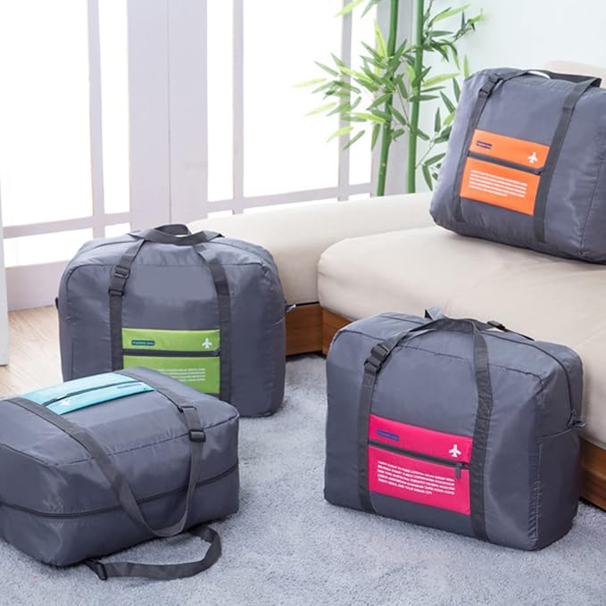 Foldable Travel Duffel Bag 2PCS Sports Gym Tote Water Resistant Carry on Luggage bag Weekender Overnight Bag (Pink+Blue) - Image 7