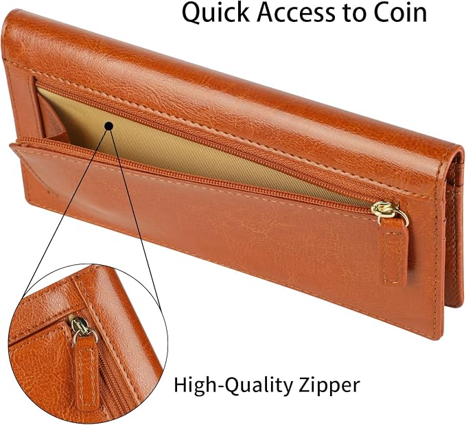 Ultra Slim Thin Leather Women Wallet RFID Blocking Credit Card Holder Bifold Long Ladies Billfold - Image 6