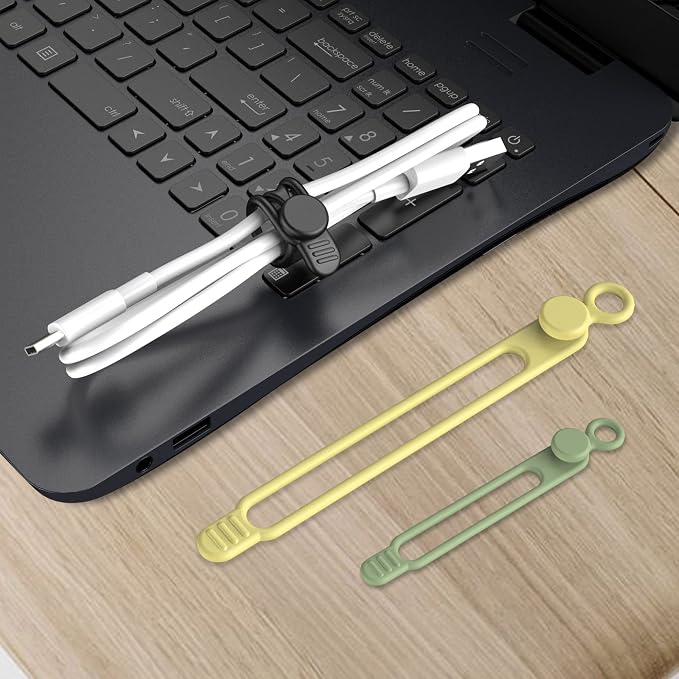 20Pcs Silicone Cable Ties, Cord Organizer Cable Management-2Sizes | Reusable Cord Ties for Electronics, Office Desk Accessories, Home Travel Essentials, Easy to Use, 4.2" and 7.1"-5 Colors - Image 6