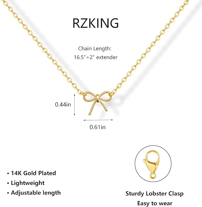 RZKING Golden Necklace for Women, Dainty Butterfly Heart Bow Rose Necklace, Gifts for Best Friend Sister Mom Girlfriend, Graduation Chritmas Birthday Anniversary Thank You Gifts - Image 2