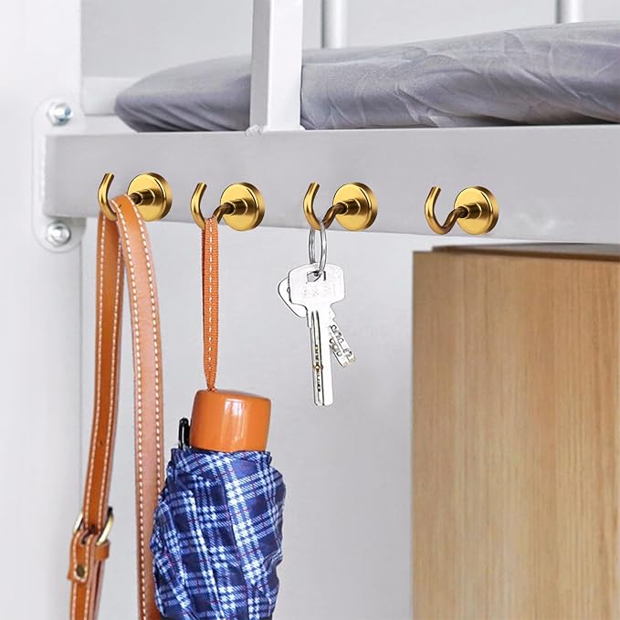 Magnetic Hooks Heavy Duty 40 Lbs Magnet with Hooks for Cruise Cabins | Strong Magnets Neodymium for Hanging Magnetic Wall Hooks for Refrigerator Locker Workplace Yellow 10 Pack - Image 4